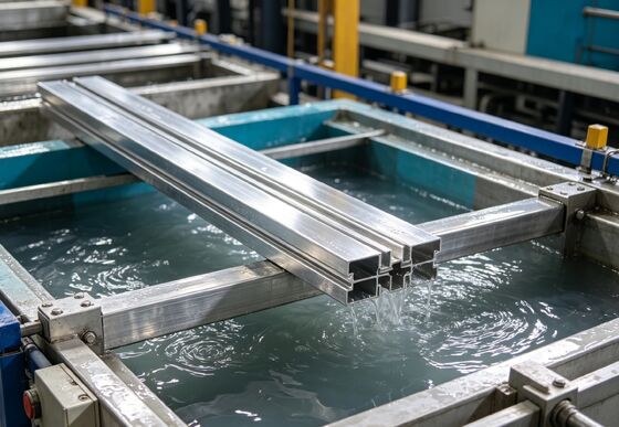 ราคาดี สายการทําแอโนดแบบแนวราบอัตโนมัติสําหรับโปรไฟลอลูมิเนียม 750T / เดือน Output 6500mm ความยาวโปรไฟลสูงสุดและความหนาของฟิล์ม 8-12μm ออนไลน์